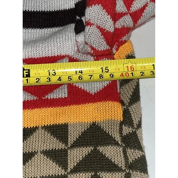 Anthropologie Wool Blend Sparrow Cardigan Sweater Women's M Geometric Brown Red - Picture 13 of 13